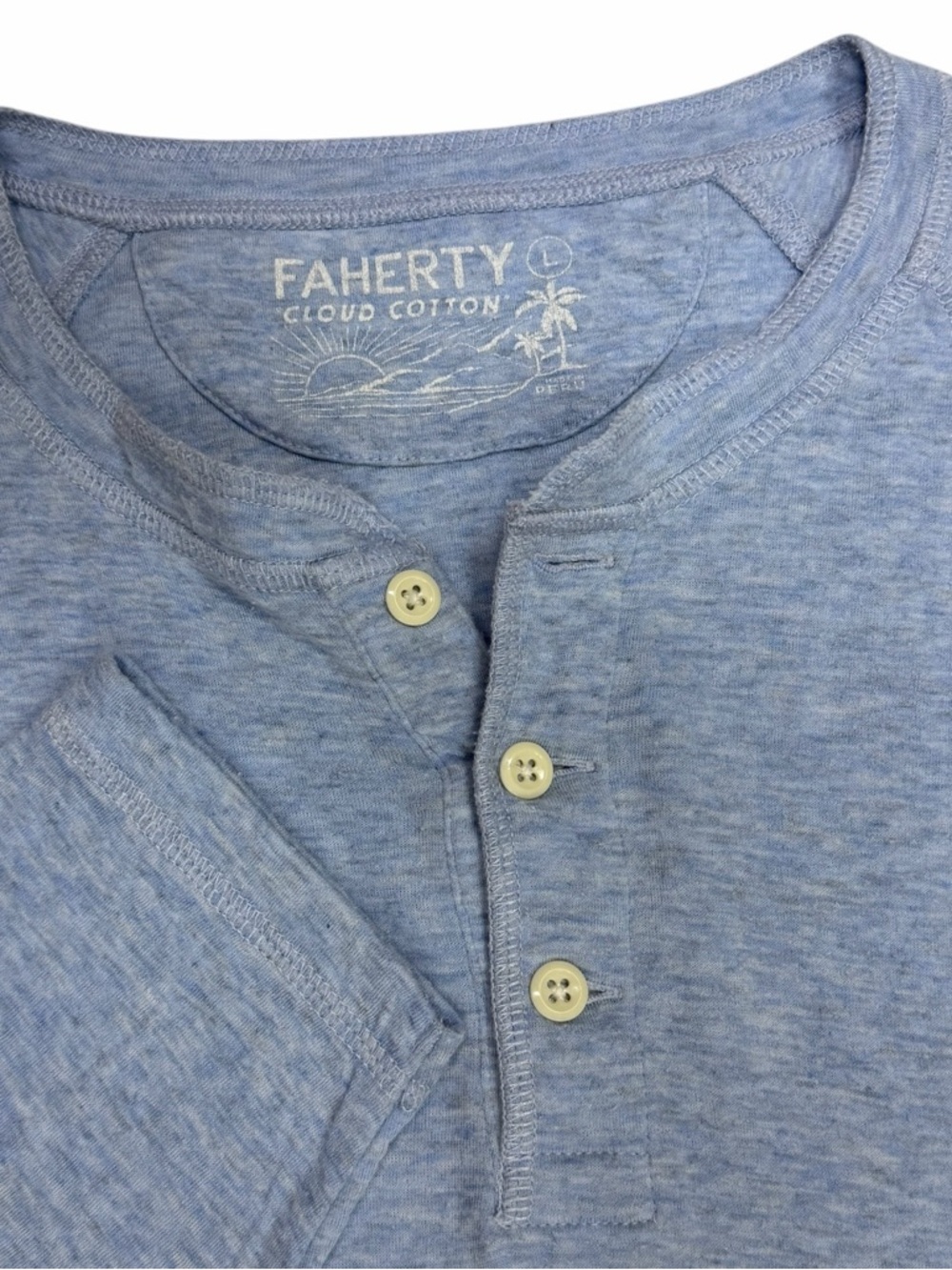 Faherty Shirt Men XL Blue Cloud Cotton Long Sleeve Henley Pima Modal Soft Raglan